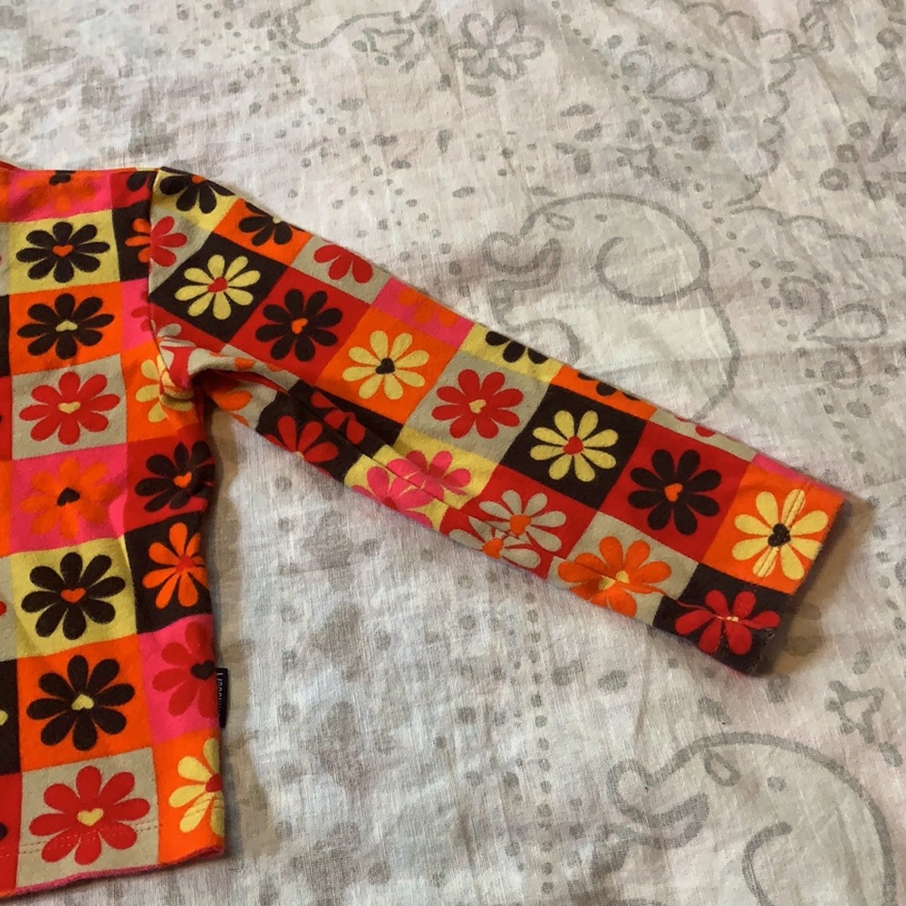Moschino Junior Flower Orange Red Long Sleeve Zip Shirt Sz Girls 8 - Picture 13 of 15